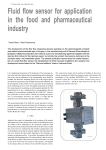 Fluid flow sensor for application in the food and pharmaceutical