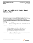Errata to the MPC850 Family User`s Manual, Rev. 1