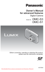 Panasonic Lumix DMC-S3 User Guide Manual pdf