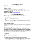 COURSE SYLLABUS PLS 115 – Introduction to Plant Science