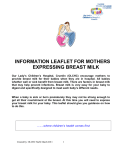 Mother`s Expressing Breast Milk` - Our Lady`s Children`s Hospital