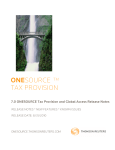 7.0 ONESOURCE Tax Provision and Global Access Release Notes