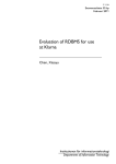 Evaluation of RDBMS for use at Klarna