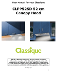 User Manual for your Classique CLPP52SD 52 cm Canopy Hood