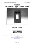 TELPAR SP-328 Data Logger Thermal Printer USER MANUAL