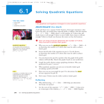 Solving Quadratic Equations