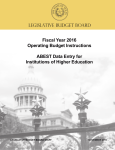 Fiscal Year 2016 Operating Budget Instructions ABEST Data Entry