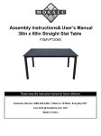 38in x 60in Straight Slat Table Assembly Instructions& User`s Manual