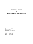 Instruction Manual for ZetaPALS, Zeta Potential Analyzer