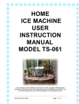 HOME ICE MACHINE USER INSTRUCTION MANUAL MODEL TS-061