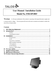 User Manual / Installation Guide Model No. ITR