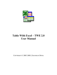 Table With Excel – TWE 2.0 User Manual