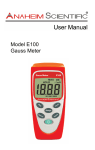 Anaheim Scientific E100 Gauss Meter - User`s Manual