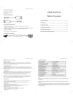 USER MANUAL Table of Contents
