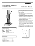 Instruction Manual Manual Lever T Manual Lever Test Stand est