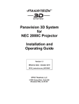 Panavision 3D System for NEC 2000C Projector Installation and