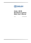 Dolby LM100 Broadcast Loudness Meter User`s Manual