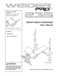 WEIGHT BENCH EXERCISER User`s Manual