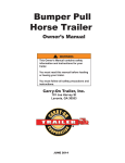 Bumper Pull Horse Trailer Owner`s Manual