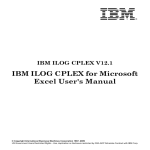 IBM ILOG CPLEX for Microsoft Excel User`s Manual