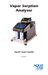 Vapor Sorption Analyzer Quick Start Guide