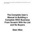 The Complete User`s Manual to Building a Complete WSO Business