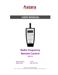 USER MANUAL . Radio Frequency Remote Control