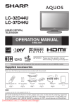 Sharp LC-32D44 user manual Tv User Guide Manual Operating