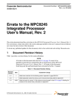 Errata to the MPC8245 Integrated Processor User`s Manual, Rev. 2