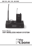 Owner`s Manual • VHF WIRELESS INEAR SYSTEM • IEM 100