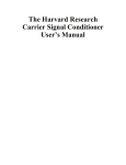 Harvard Research Carrier Signal Conditioner User`s Manual