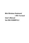 Mini Wireless Keyboard User`s Manual Ver:ZW-51009RF