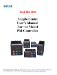 Supplemental User`s Manual For the Model PM Controller