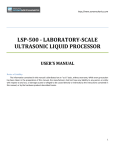 Manual for LSP-500 Laboratory-Scale Ultrasonic Liquid Processor