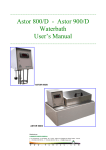 Astor 800/D - Astor 900/D Waterbath User`s Manual