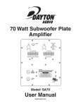 User Manual 70 Watt Subwoofer Plate Amplifier