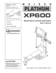 CAUTmON RESISTANCE SYSTEM EXERCISER User`s Manual