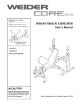 WEIGHT BENCH EXERCISER User`s Manual