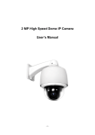 2 MP High Speed Dome IP Camera User`s Manual