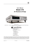 Operating Manual for Model 370 AC Resistance Bridge