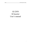 GI-2850 SI Inserter User`s manual
