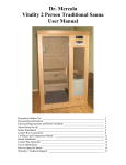 Dr. Mercola Vitality 2 Person Traditional Sauna User Manual