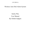 Wireless Auto Dial Alarm System Sentry Plus User Manual By