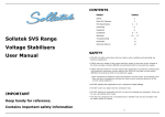 Sollatek SVS Range Voltage Stabilisers User Manual