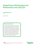 Single Phase UPS Management, Maintenance, and Lifecycle