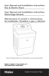 User Manual and Installation Instructions Gas & Electric Dryer User