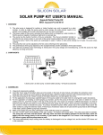 SOLAR PUMP KIT USER`S MANUAL