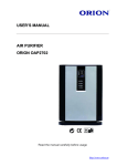 USER`S MANUAL AIR PURIFIER ORION OAP2702