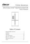 Distinctive® Refrigerator User Manual