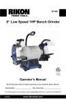 Rikon 80-808 Professional Low Speed Grinder User Manual